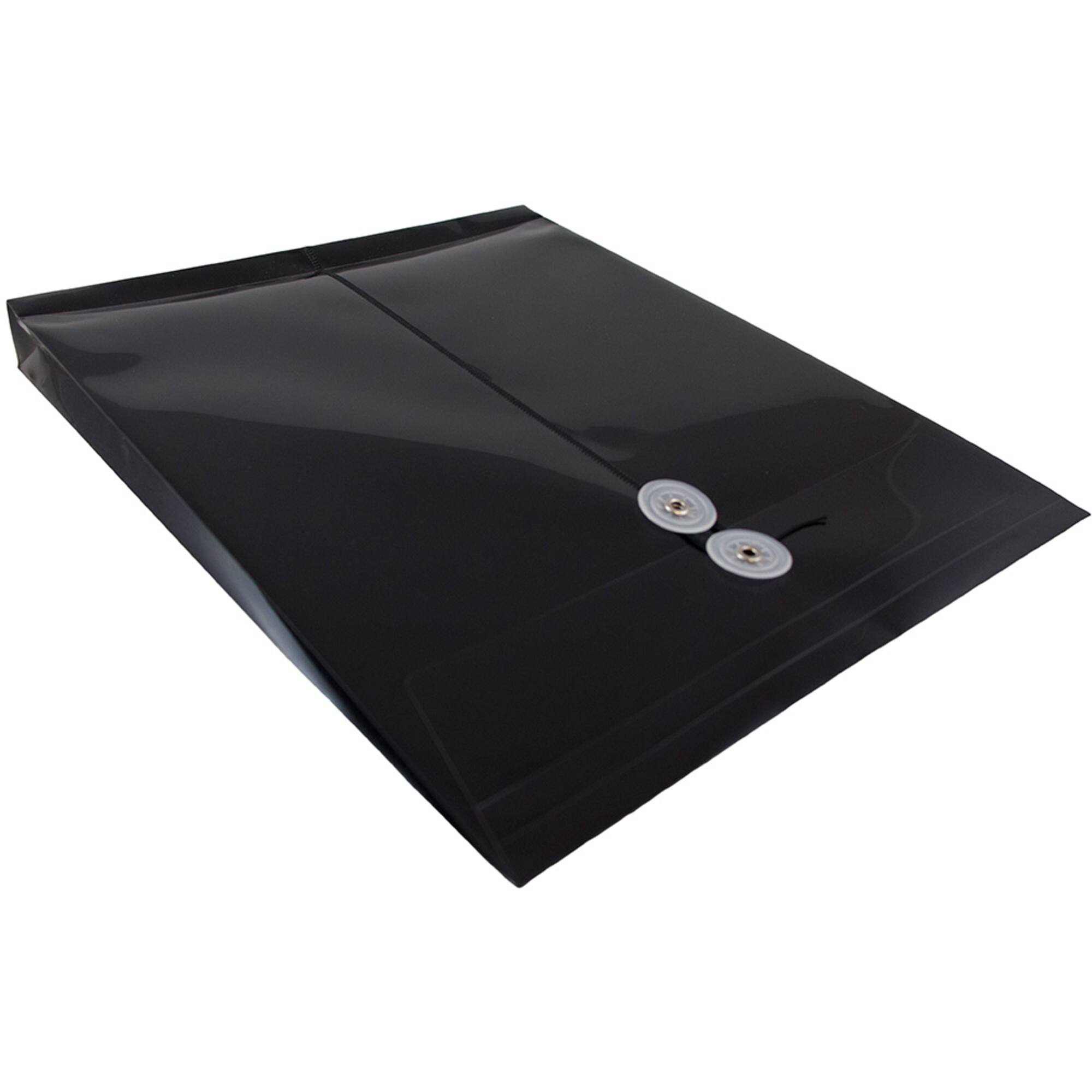 JAM Paper Letter Size Plastic Envelopes with Button & String Tie Closure